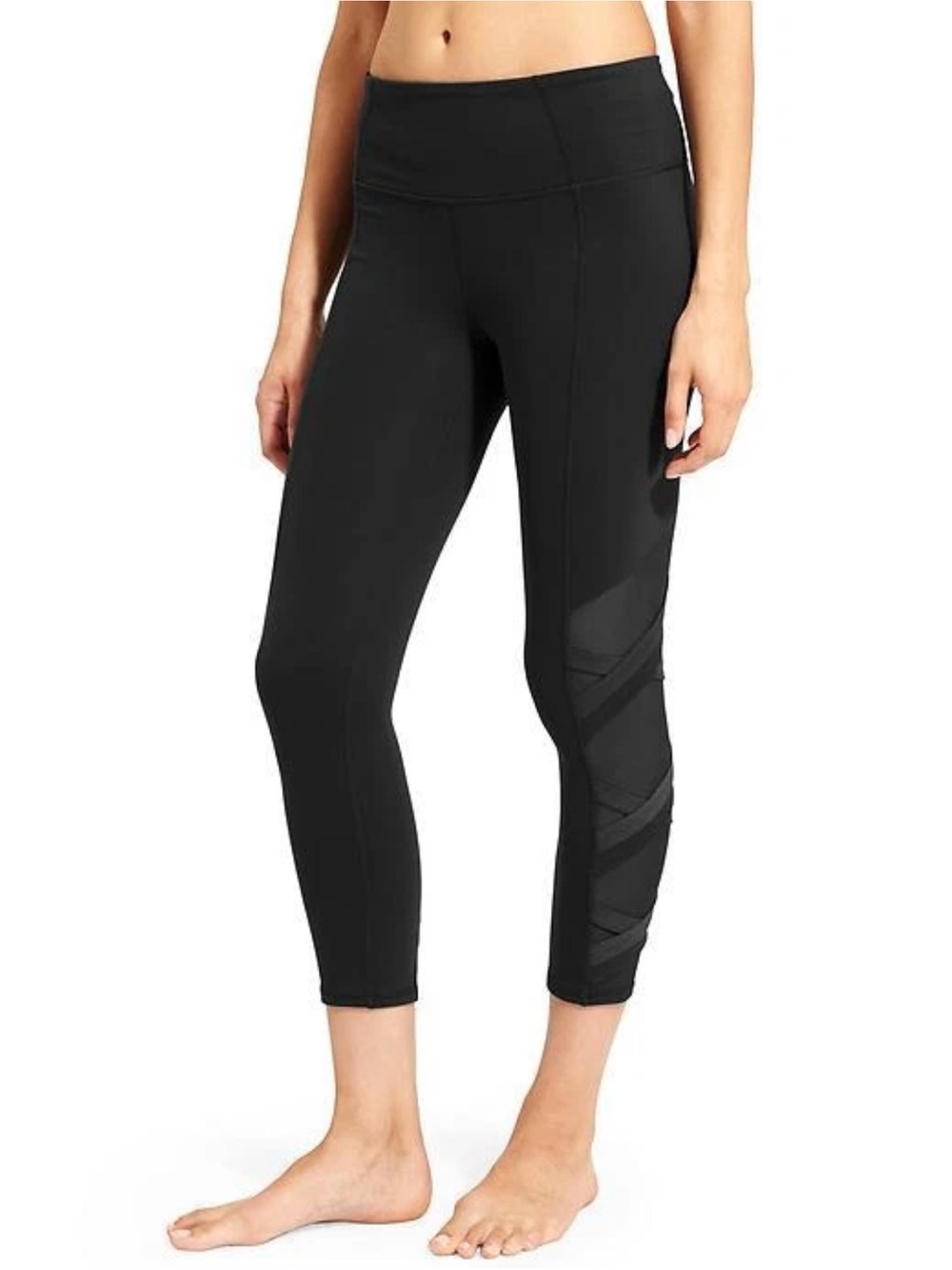 Athleta Women’s Black Mesh High Rise Chaturanga Capri Leggings 349124 Small